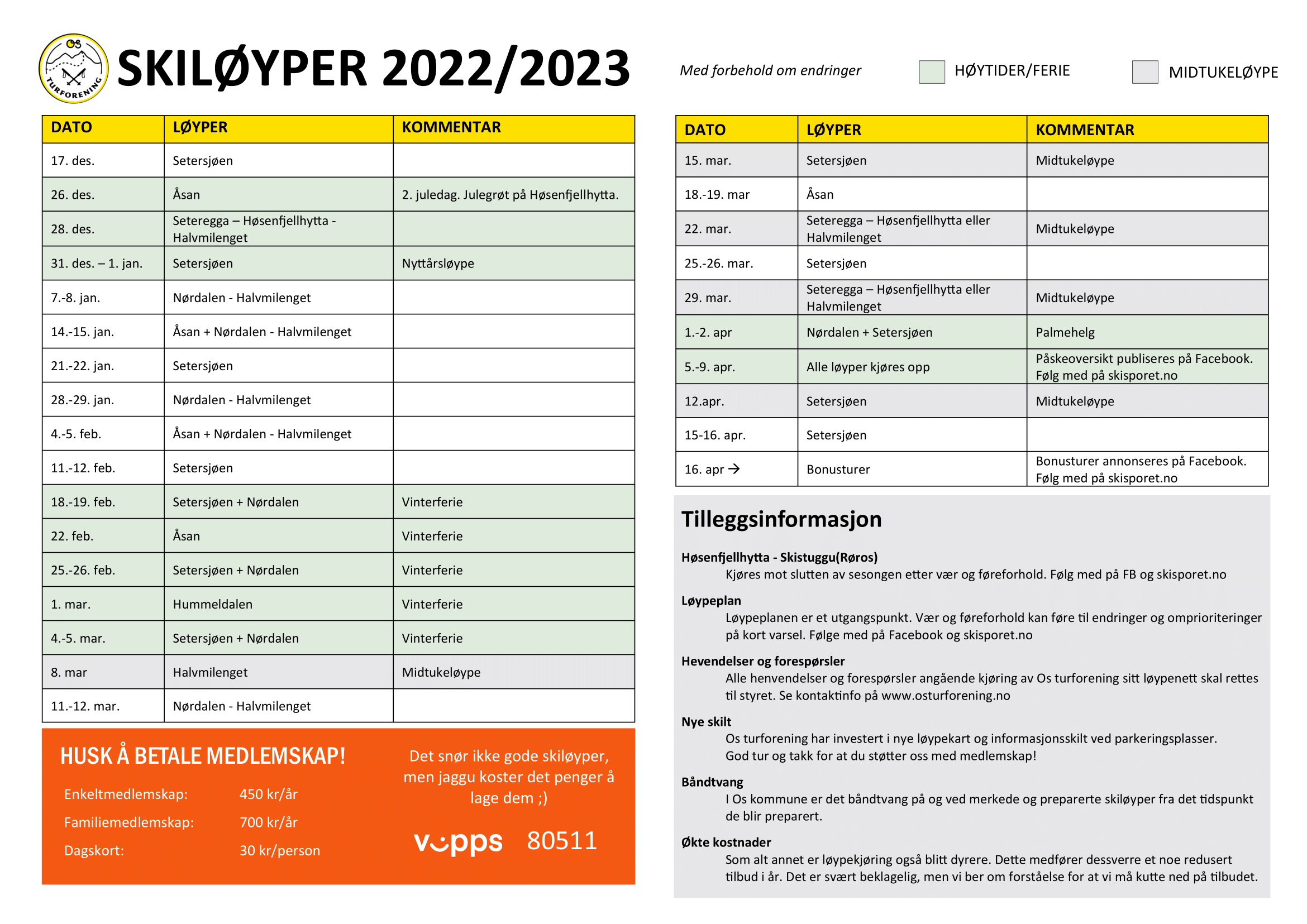 Skiløyper 2022/2023 Os i Østerdalen
